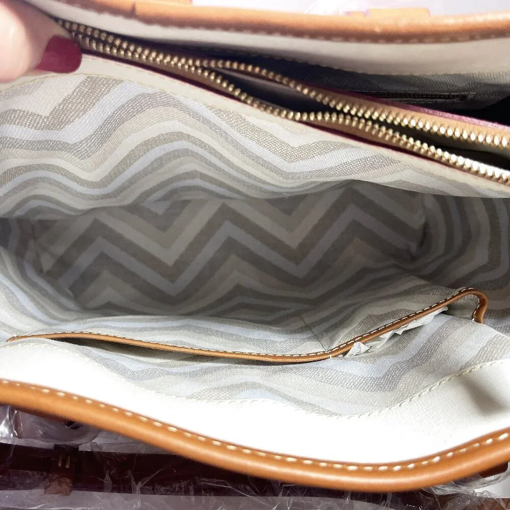 DOONEY & BOURKE Shelby Shopper Tan Shoulder Handbag Tote Leather LF36C - Picture 9 of 12